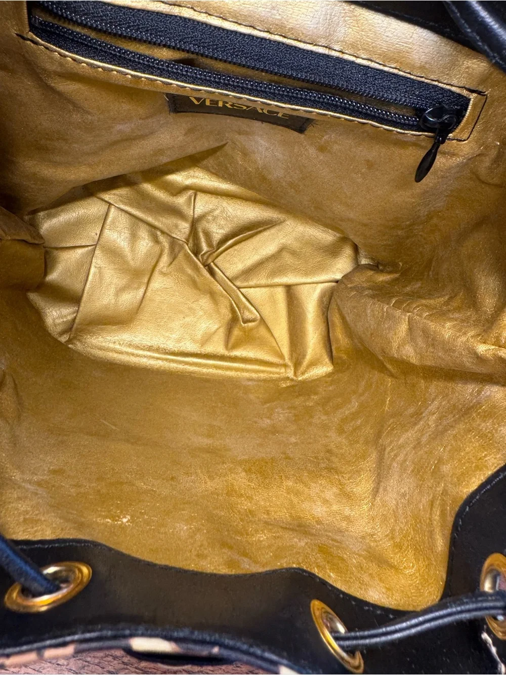 Gianni Versace Vintage Baroque Leopard Sunburst Mini Backpack